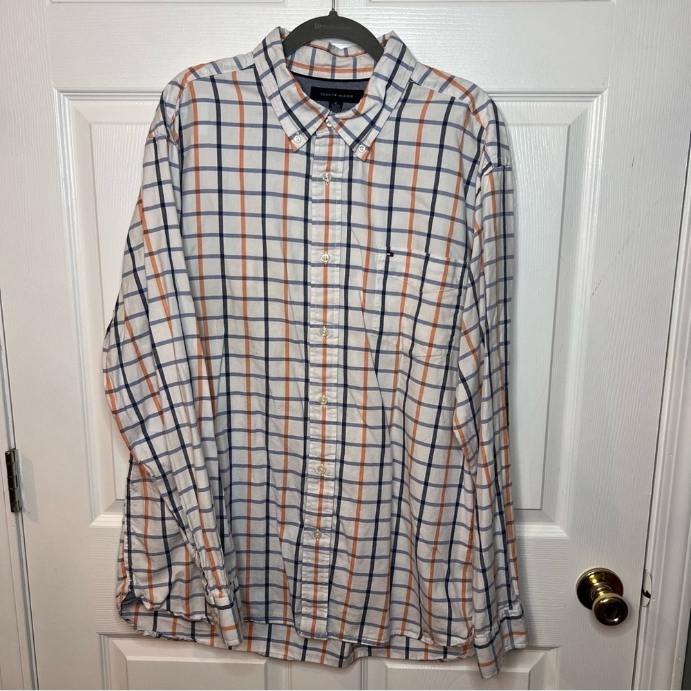 Tommy Hilfiger Men’s Plaid Button Down Shirt 100% Cotton Size XL GUC